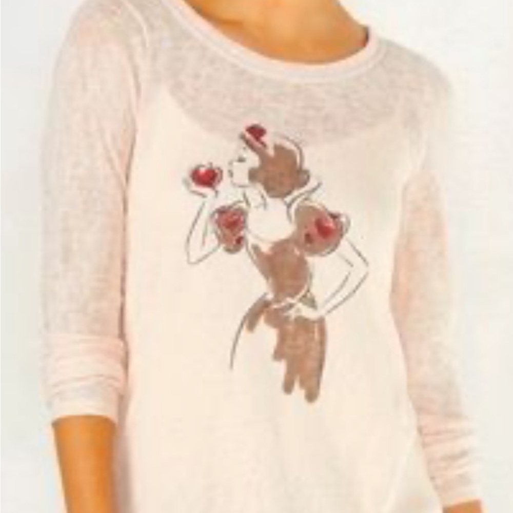 Disney Snow White Top Lauren Conrad LC Blush Pink Pullover Lace Hem Sz Large